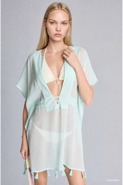 Regular Fit Chiffon Beachwear Woman Beach Wear (٣)