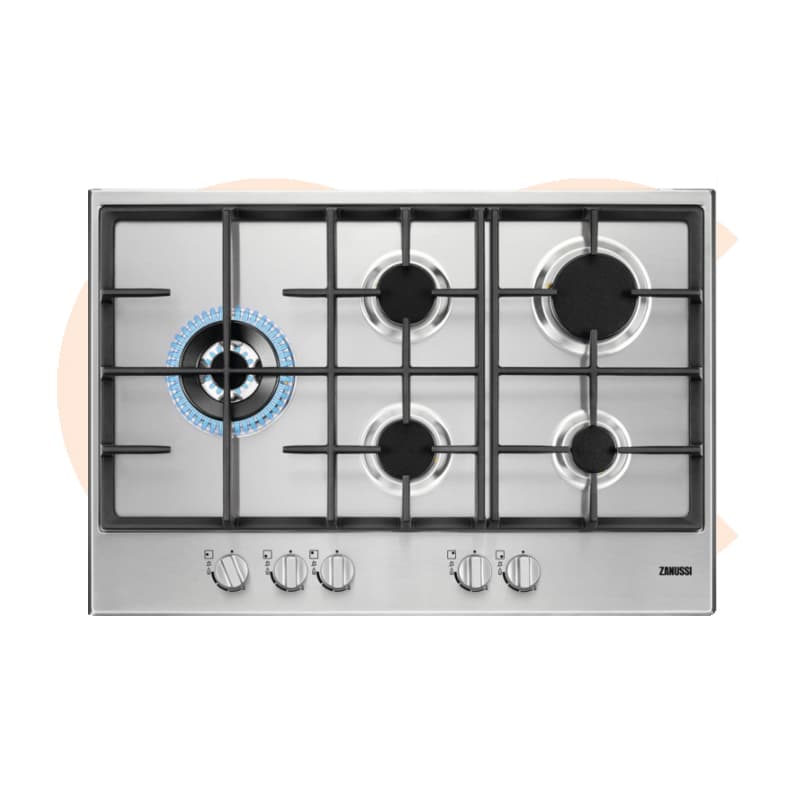 Built-In Hob Zanussi -In Gas Stainless Steel  5 Burners 75cm Model-ZGH76534XS