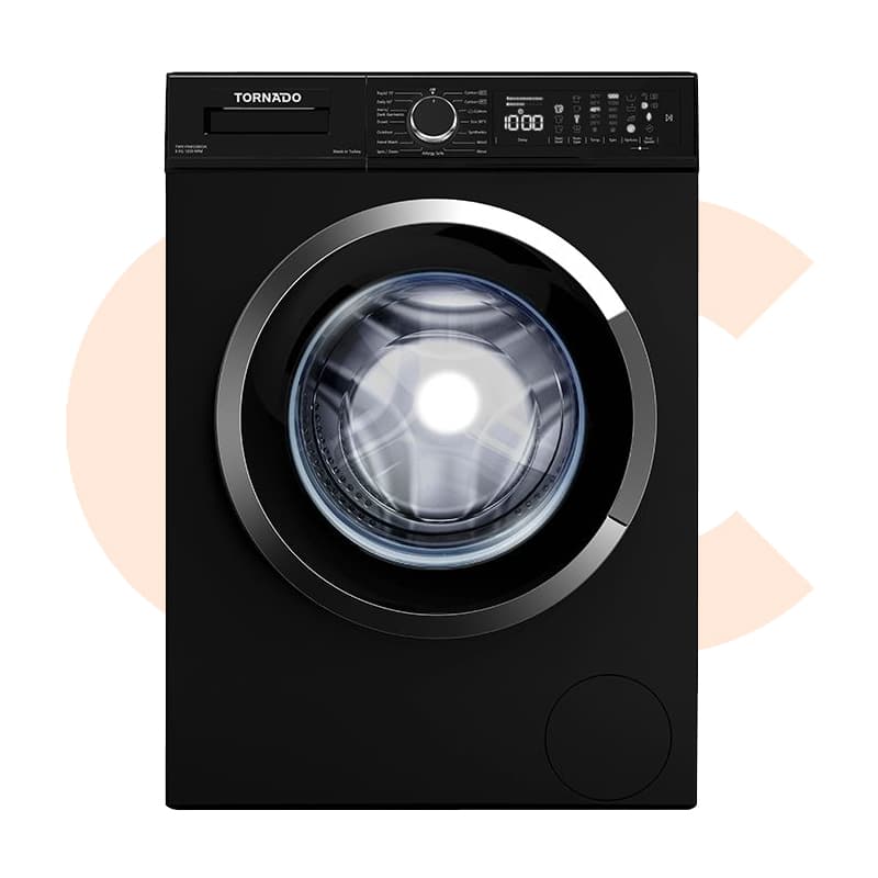 Tornado Washing Machine Full Automatic 8 Kg 1200 RPM Black Model-TWV-FN812BKOA