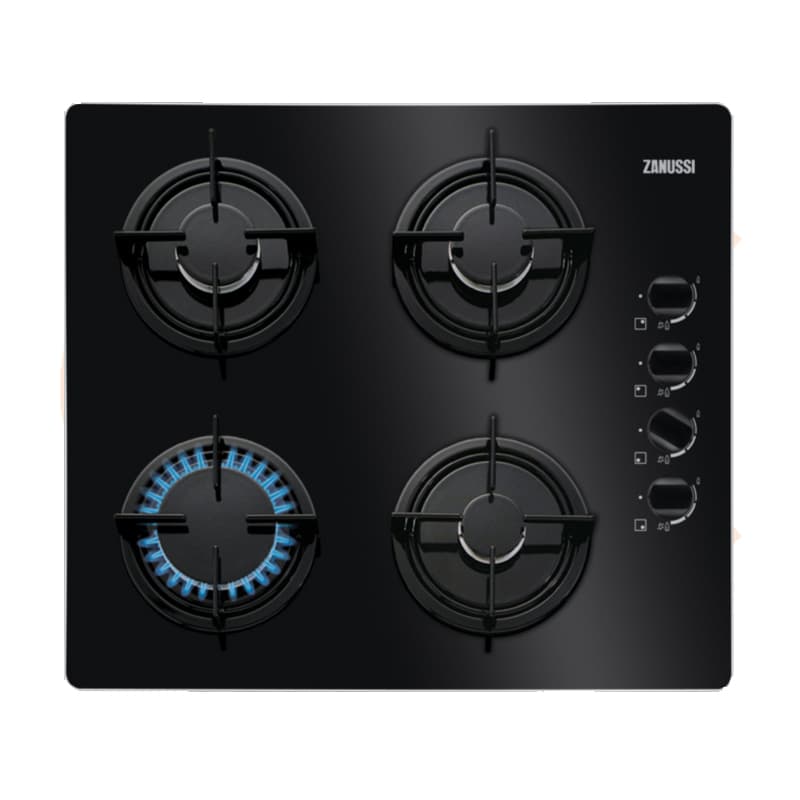 Built-In Hob Zanussi -In Gas Black Glass  4 Burners 60 cm Model-ZGO62414BA