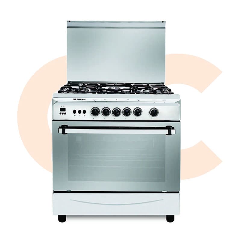 Fresh Freestanding Italiano Gas Cooker, 5 Burners, 80cm, Stainless Steel