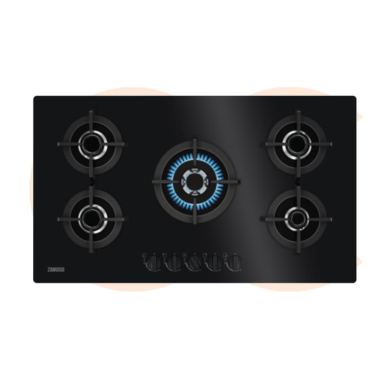 Built-In Hob Zanussi -In Gas Black Glass  5 Burners 90 cm Model-ZGO98520BA