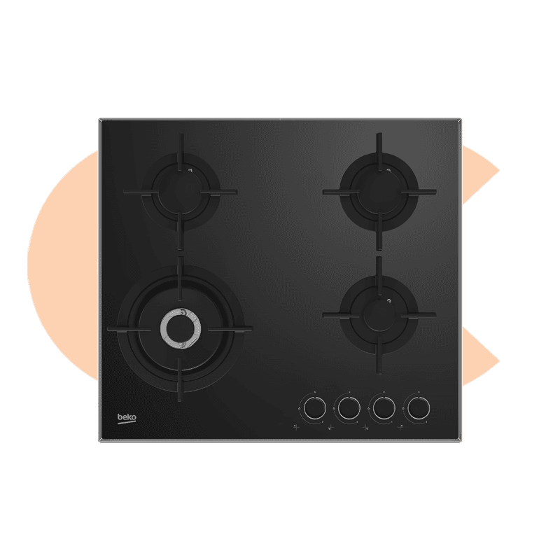 Built-In Hob BEKO Gas 4 Gas Burners Black Model HIAW HILW64222SE