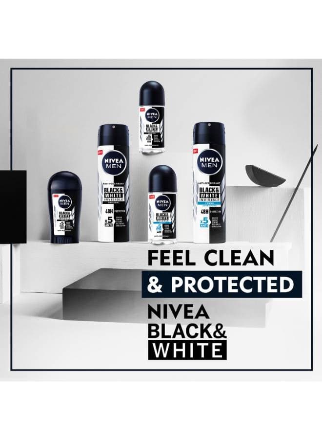 Men Black And White Invisible Antiperspirant Deodorant Spray Original 72H Active Protection 5In1 Anti-Odour Sweat Stains Residues Andirritation Black & White 150ml (٧)