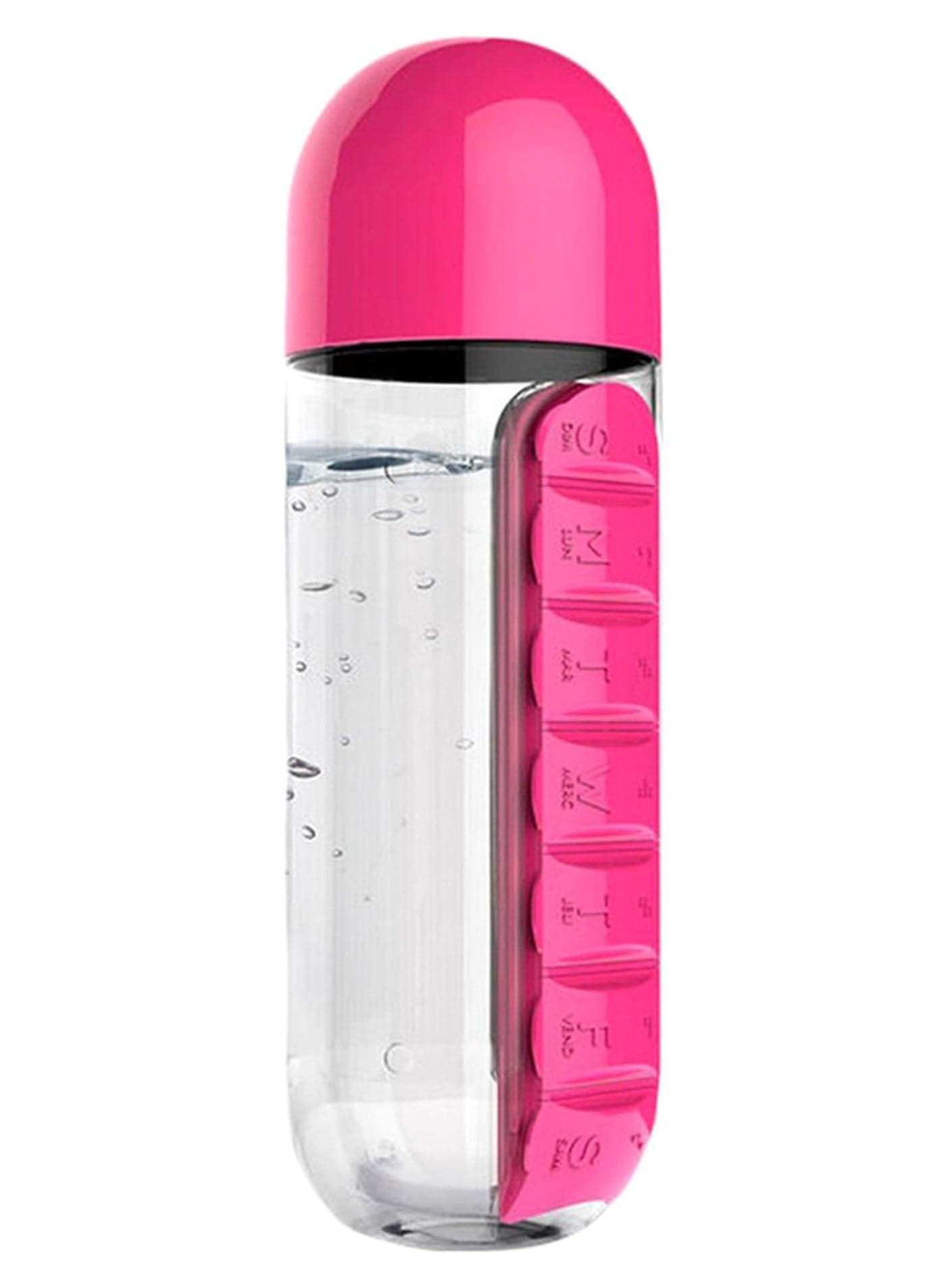 Water Bottle With Built-In Daily Pill Box Organizer Multicolor 15cm