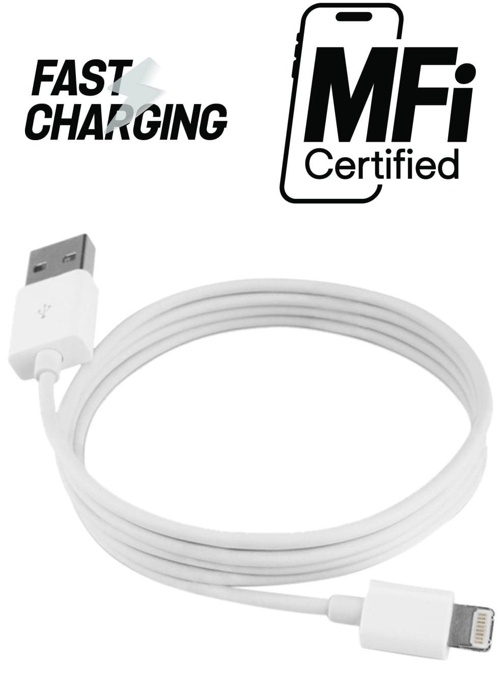 8-Pin Lightning Data Sync And Charging Cable White
