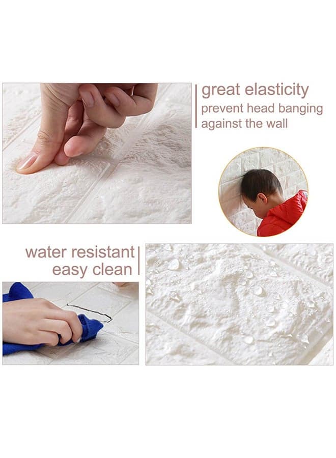 1-Piece 3D Foam Bricks Wallpaper Set White 77x70cm (3)