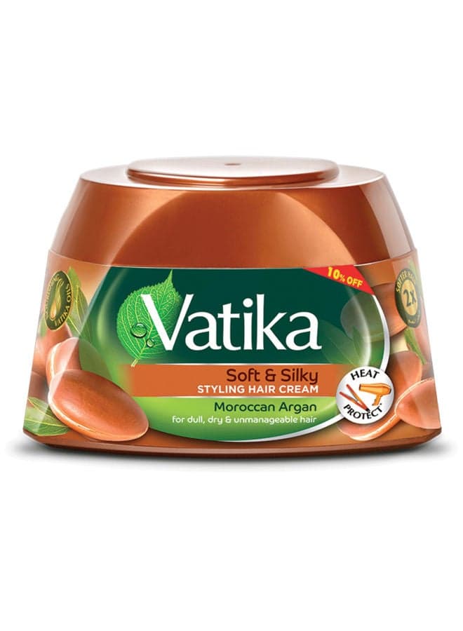 Vatika Moroccan Argan Styling Hair Cream | Soft & Silky | Heat Protect | For Dull, Dry & Unmanageable Hair 190ml Hair & Scalp Treatments Masks