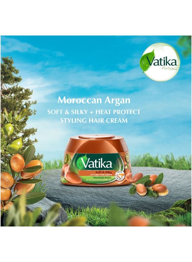 Vatika Moroccan Argan Styling Hair Cream | Soft & Silky | Heat Protect | For Dull, Dry & Unmanageable Hair 190ml Hair & Scalp Treatments Masks (3)