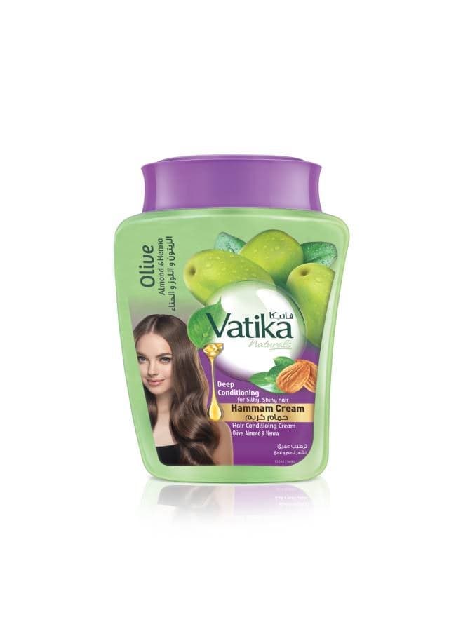 Vatika Naturals Deep Conditioning Hammam Cream 450gm | Natural Extracts Of Almond, Henna & Olives | For Dull & Dry Hair 450.0grams Leave-In Treatment