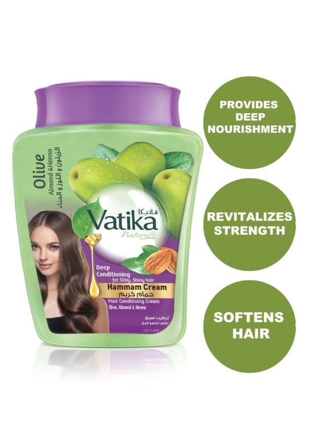 Vatika Naturals Deep Conditioning Hammam Cream 450gm | Natural Extracts Of Almond, Henna & Olives | For Dull & Dry Hair 450.0grams Leave-In Treatment (3)