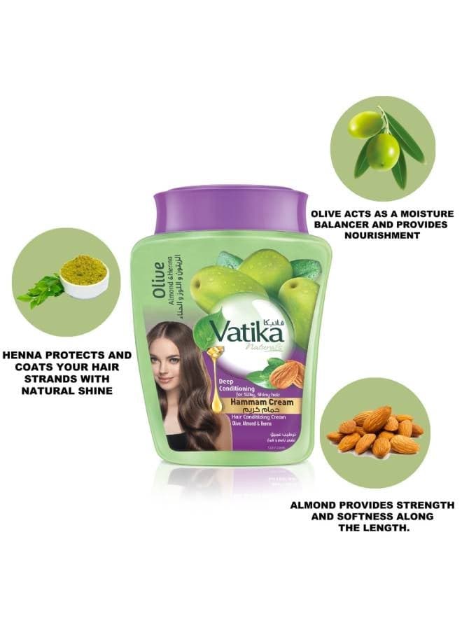Vatika Naturals Deep Conditioning Hammam Cream 450gm | Natural Extracts Of Almond, Henna & Olives | For Dull & Dry Hair 450.0grams Leave-In Treatment (4)