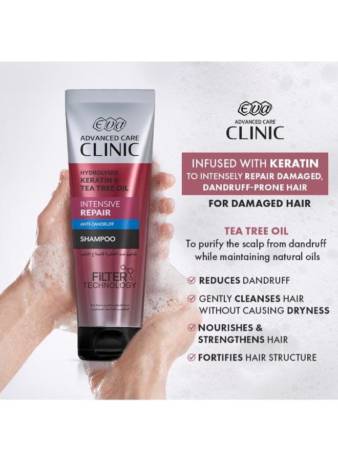 Clinic Intensive Repair Anti-dandruff Shampoo with Keratin & Tea Tree Oil for Damaged Hair 230ml (٣)