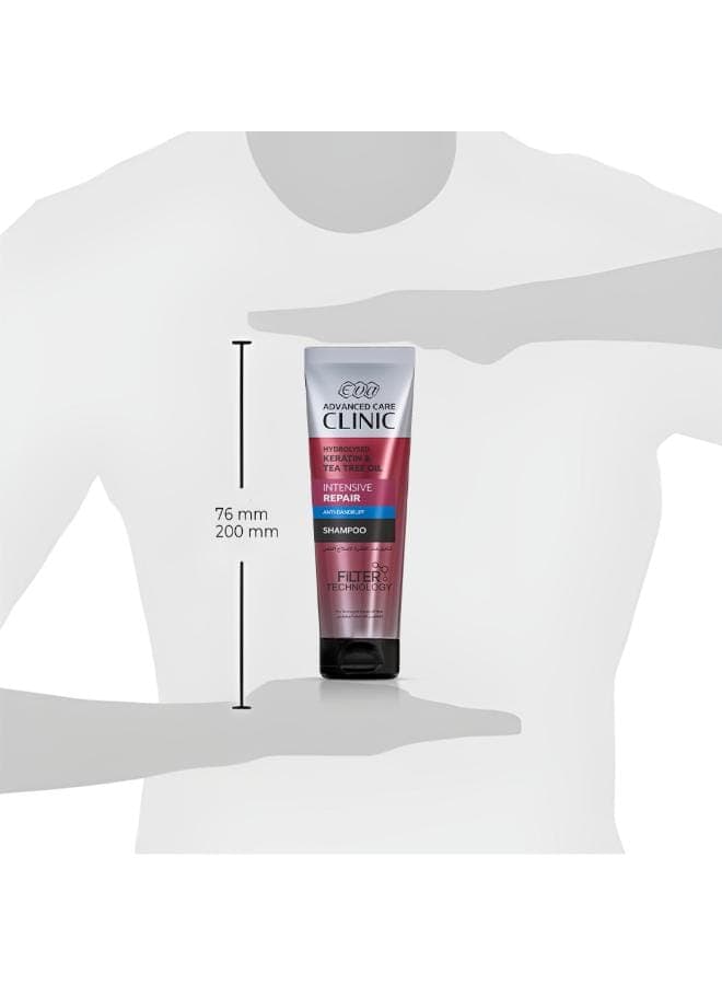 Clinic Intensive Repair Anti-dandruff Shampoo with Keratin & Tea Tree Oil for Damaged Hair 230ml (١٠)