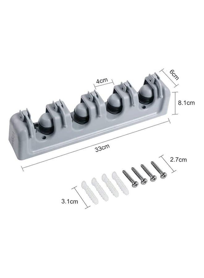 Mop And Broom Holder, Wall Mounted Organizer Mop And Broom Saving Space Storage Rack For Kitchen Garden And Garage,Laundry Offices,5 Position With 6 Hooks Multicolour Wet Mops (٣)