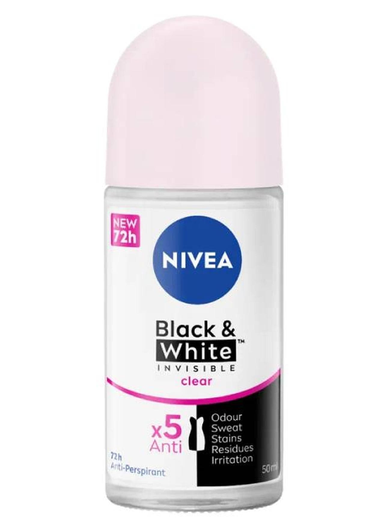 Black & White Invisible Clear, Antiperspirant for Women, Roll-on White/Black 50ml Deodorants & Antiperspirants
