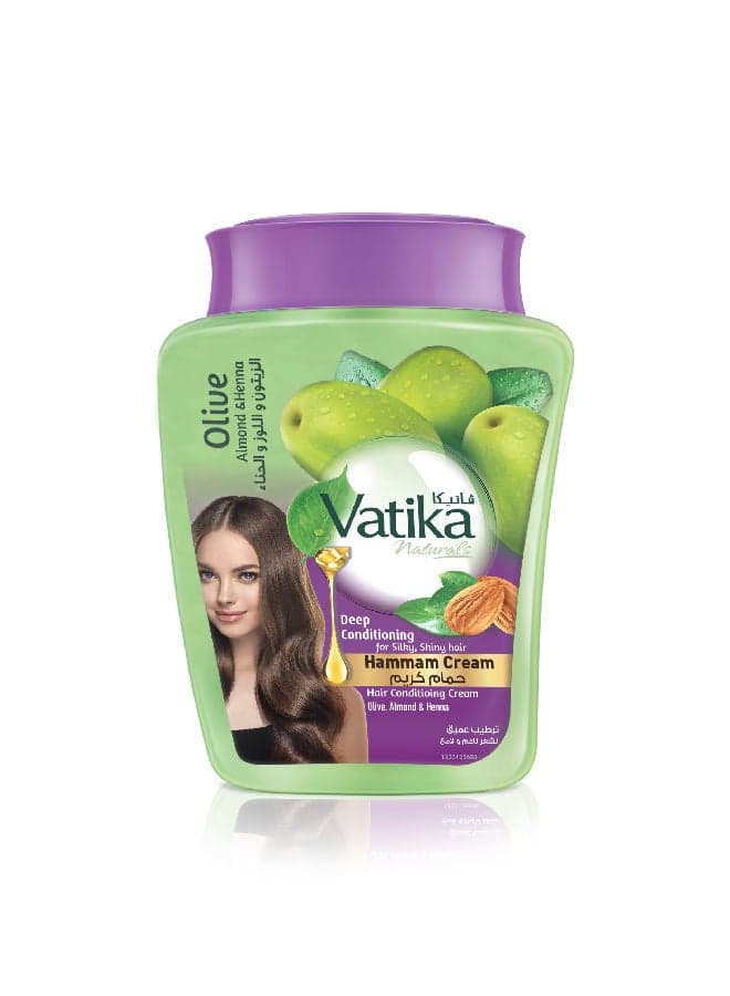 Vatika Naturals Deep Conditioning Hammam Cream | With Olive, Almond & Henna; Silky & Shiny Hair 225grams Hair & Scalp Treatments Masks
