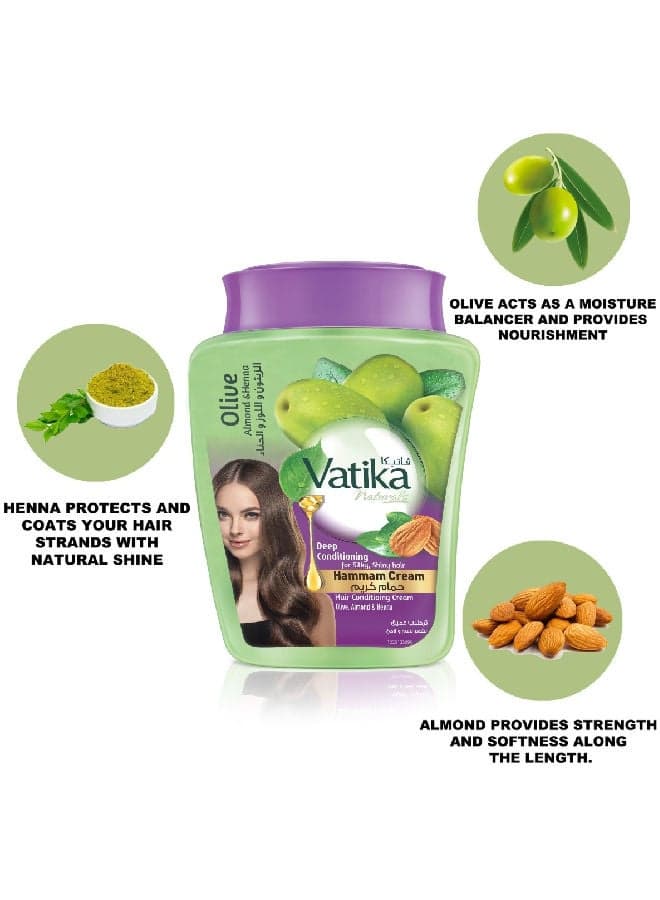 Vatika Naturals Deep Conditioning Hammam Cream | With Olive, Almond & Henna; Silky & Shiny Hair 225grams Hair & Scalp Treatments Masks (٤)