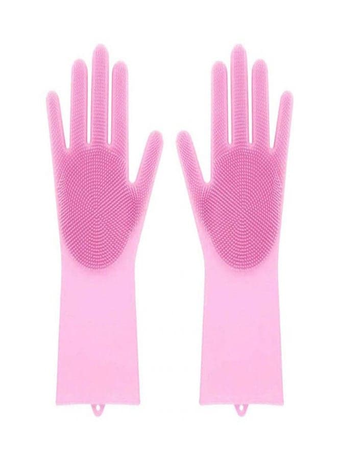 2-Piece Silicone Scrubbing Gloves Set Pink Safety & Security Gloves