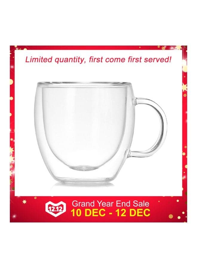 Double Layered Coffee Mug Clear 7.4x4.5x8cm (٦)