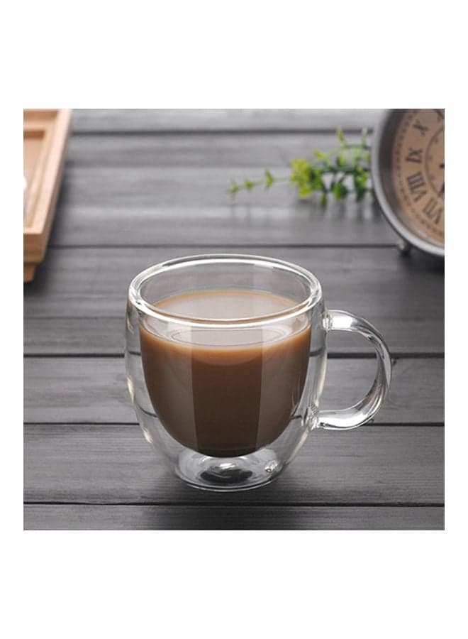 Double Layered Coffee Mug Clear 7.4x4.5x8cm (٣)