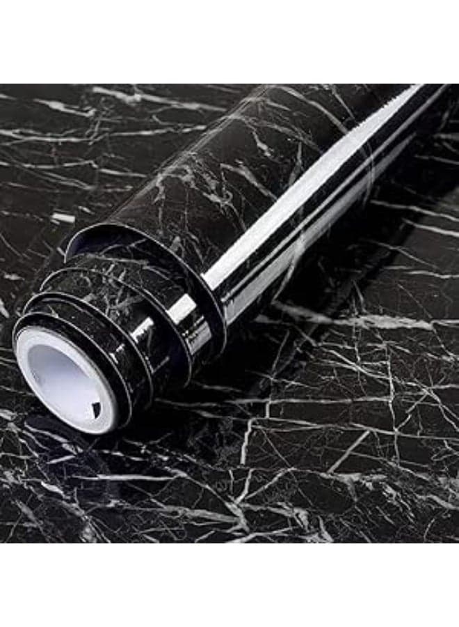 Marble Pattern Self-Adhesive Wallpaper Black 60cmx5m