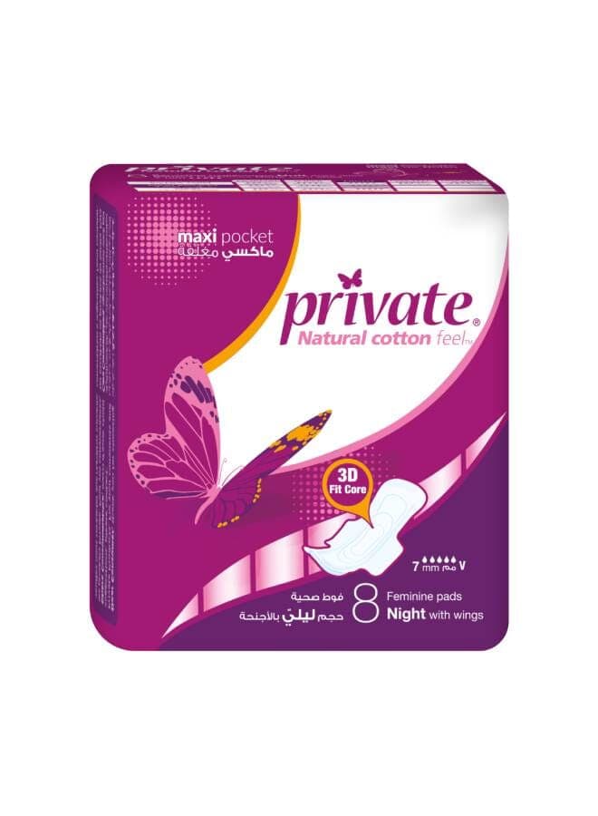 Maxi Pocket Night 8 Pads White Sanitary Napkins