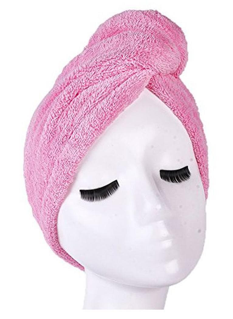 Microfiber Hair Drying Towel Pink 65x25cm Bath Towels