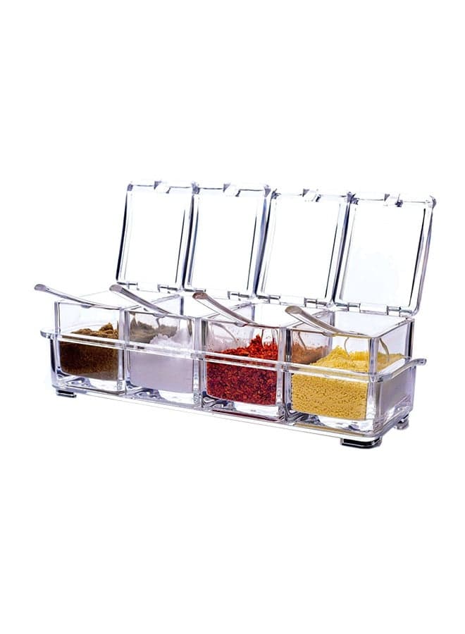 4-Piece Home Spice Container Jar Set Clear Food Containers