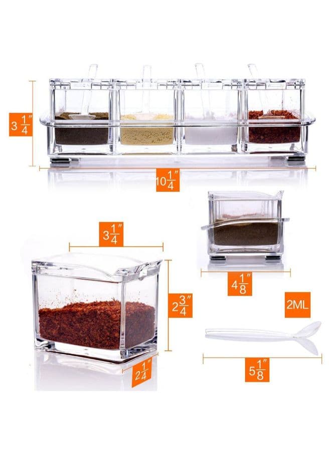 4-Piece Home Spice Container Jar Set Clear Food Containers (٤)