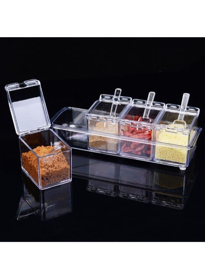 4-Piece Home Spice Container Jar Set Clear Food Containers (٣)