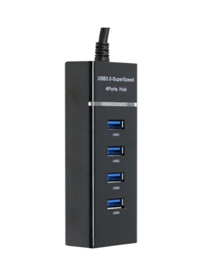 4-Port Portable USB 3.0 Hub With Splitter Adapter Cable Black Networking Hubs