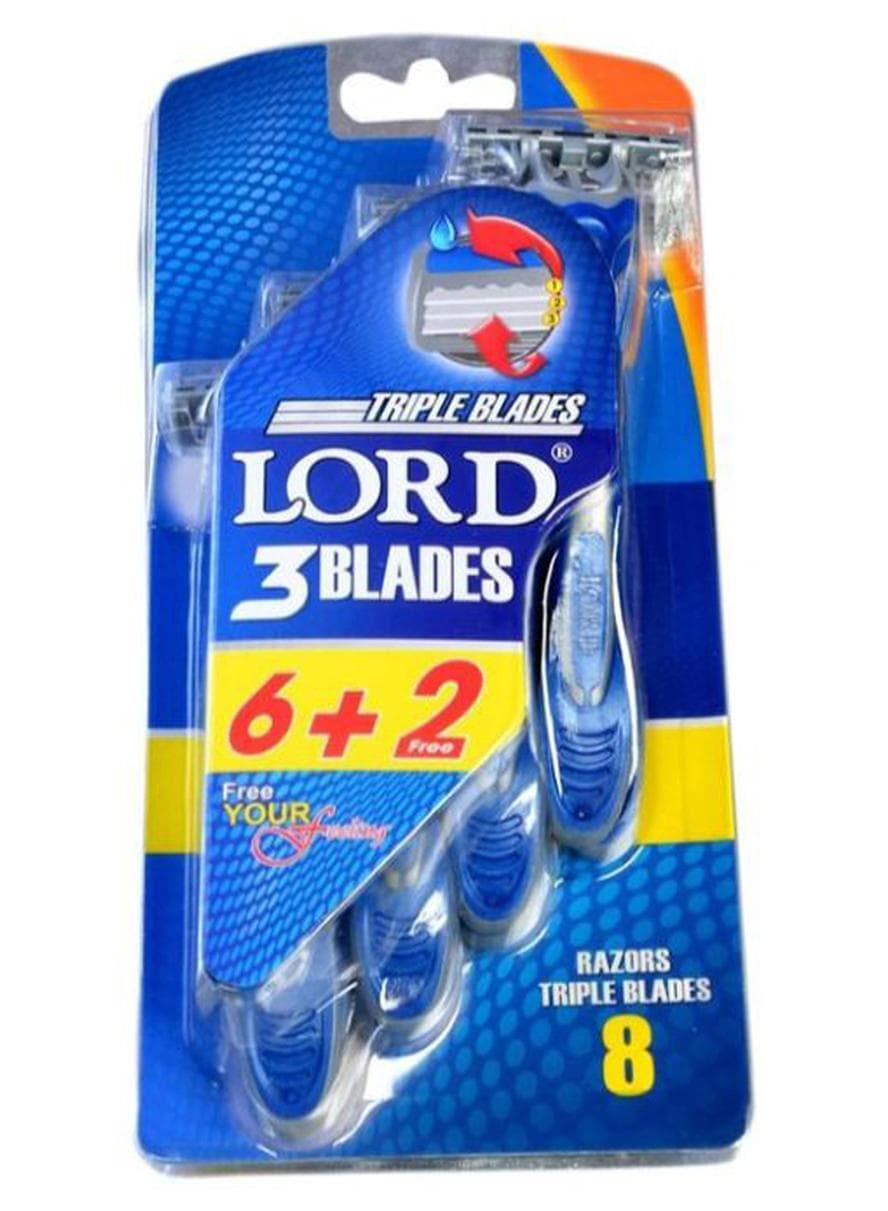 8-Piece Fresh 3 Blades Disposable Razor Set Blue/Grey Men's Razors & Blades