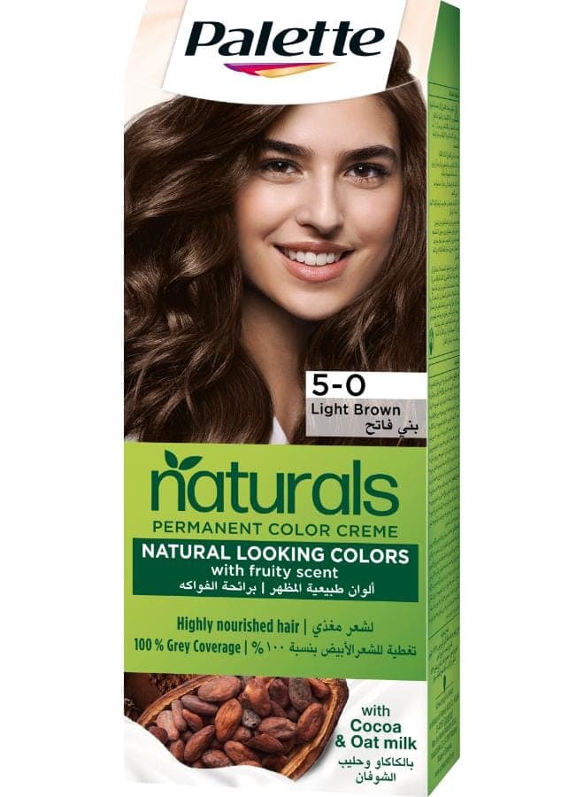 Naturals Permanent Color Creme 5-0, Light Brown 50ml , 50ml , & 10ml
