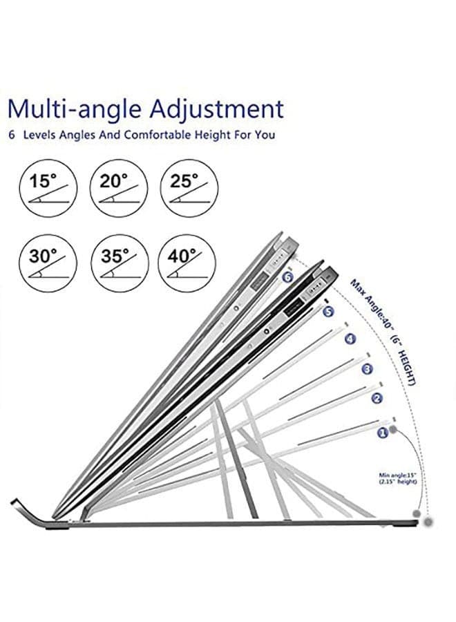 Adjustable Aluminum Laptop Stand Silver Desk Accessories & Workspace Organizers (٤)