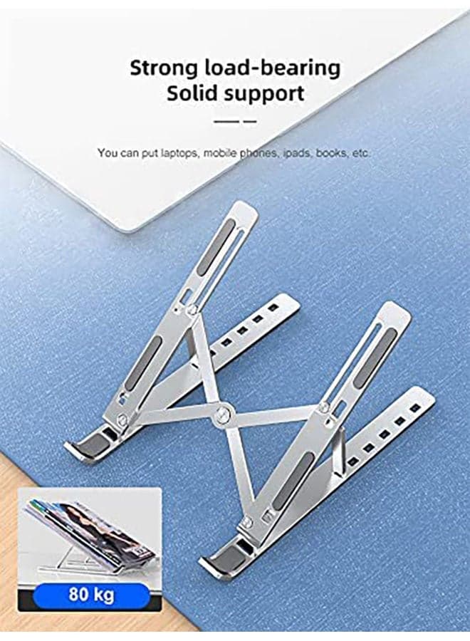 Adjustable Aluminum Laptop Stand Silver Desk Accessories & Workspace Organizers (٣)