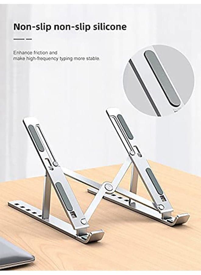 Adjustable Aluminum Laptop Stand Silver Desk Accessories & Workspace Organizers (٦)