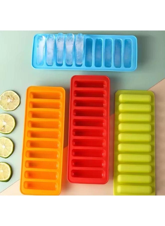 10-Grids Silicone Ice Cube Mould Multicolour 26x9.5x2cm (٤)