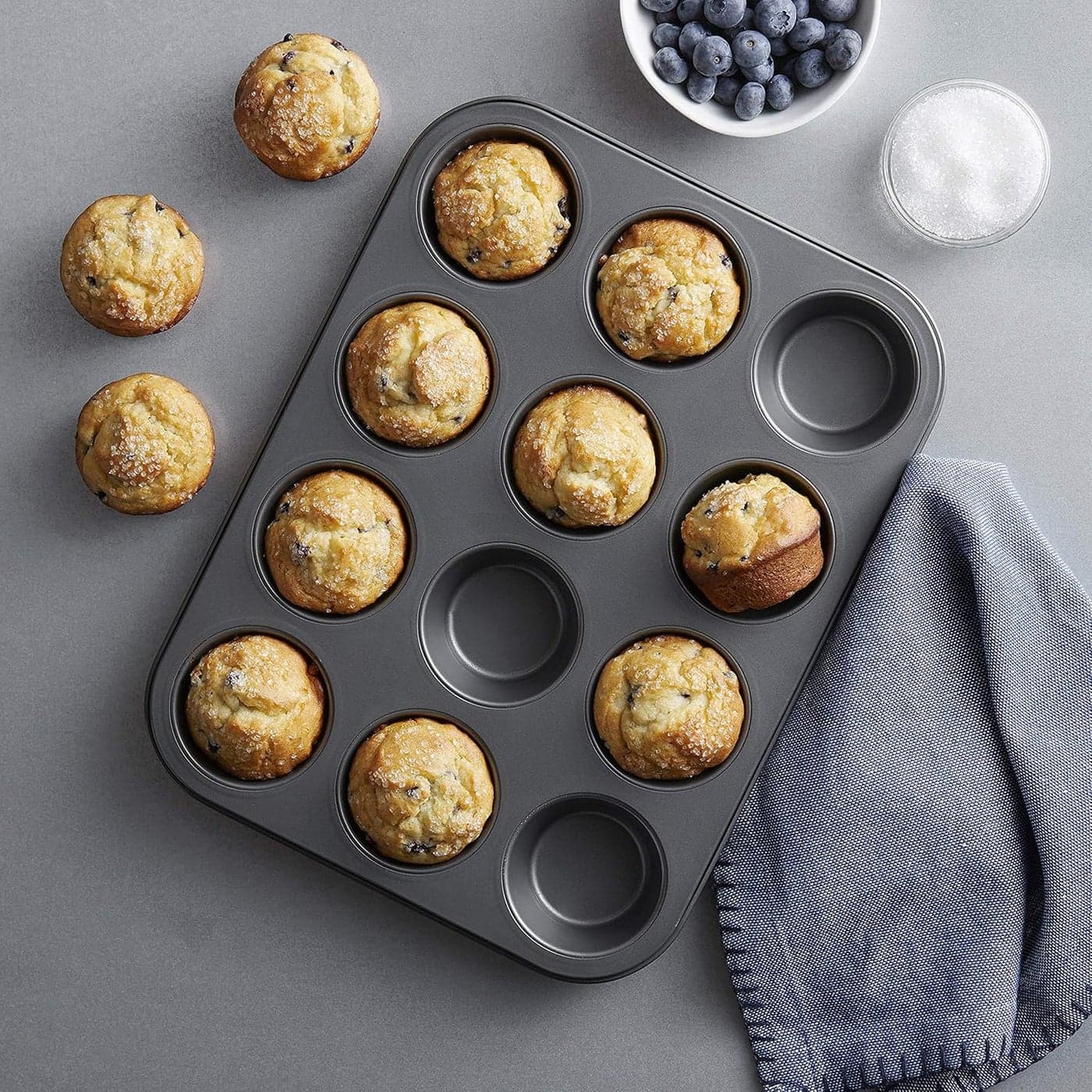 RK Non Stick Muffin Tray Baking Pan - 12 Cup Mini Muffin Pan, Cake Mould, Bundt Pan, Black BLACK 35.5cm (7)