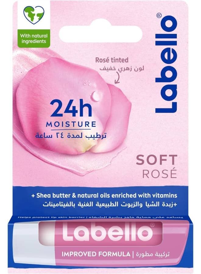 LABELLO Lip Care, Moisturizing Lip Balm, Soft Rose, 4.8g 4.8grams