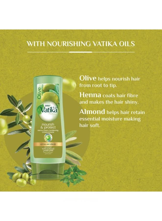 Vatika Naturals Nourish & Protect Conditioner | Olive & Henna Conditioning Cream | Softens & Vitalizes | For Normal Hair 360ml (٣)