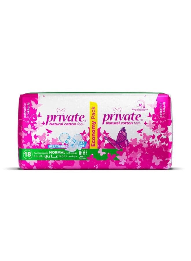 18-Pad Extra Thin Normal Feminine Sanitary Napkin With Wings White