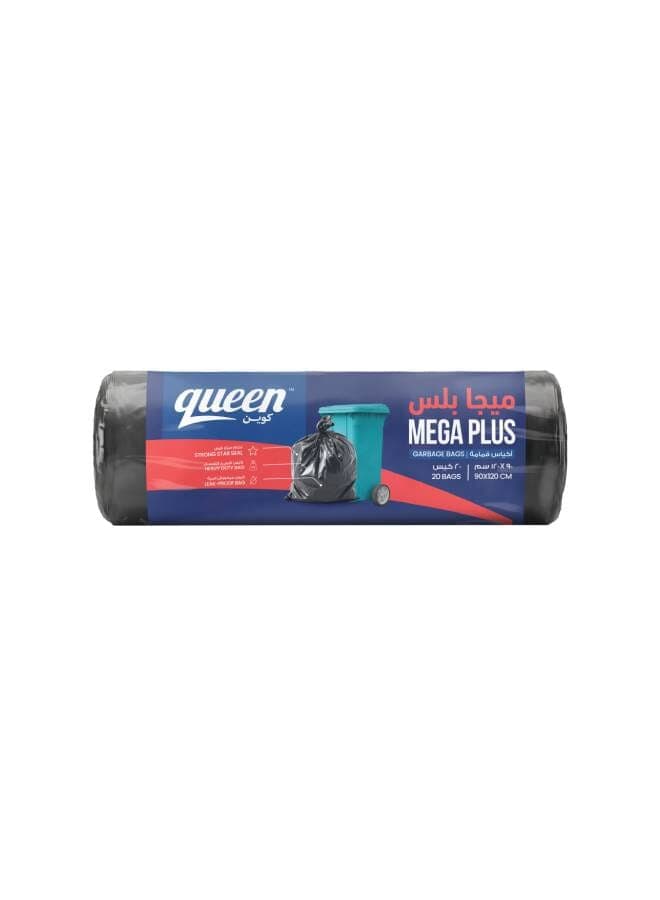 20-Piece Set Double Mega Plastic Trash Bag Roll Black 90x120cm Industrial Roll