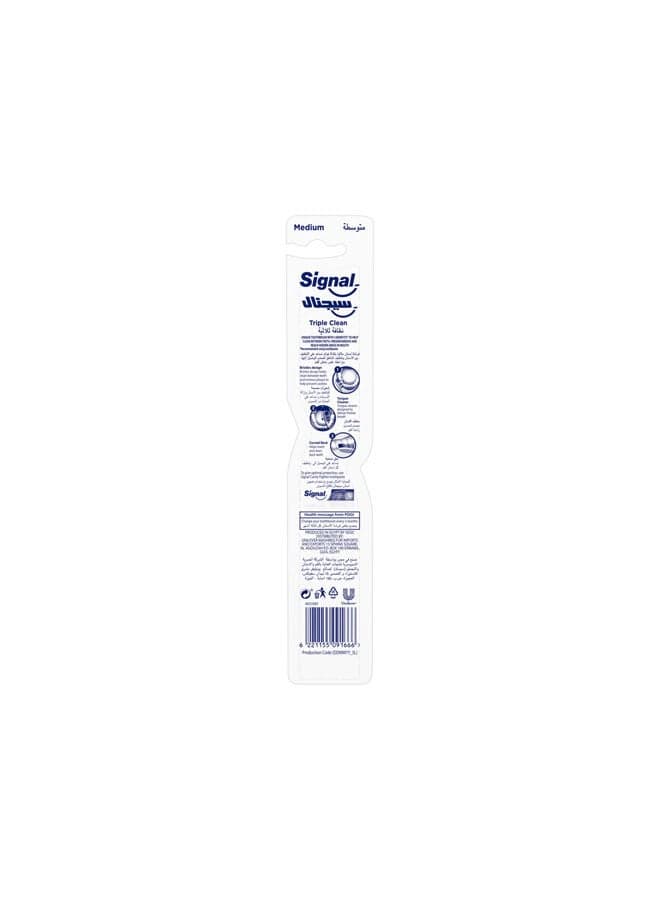Signal Toothbrush Triple Clean Medium Multicolour Manual Toothbrushes (3)