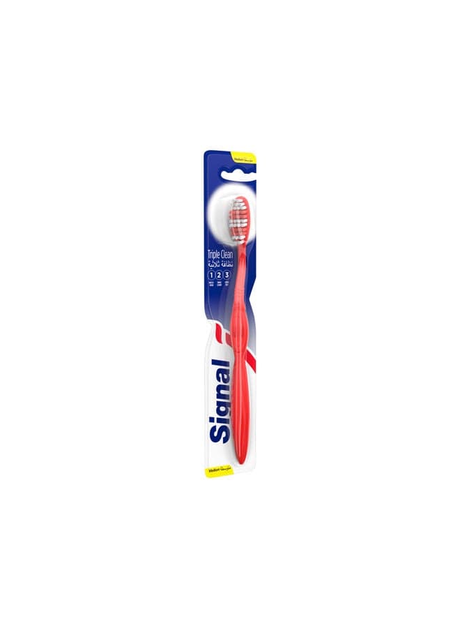 Signal Toothbrush Triple Clean Medium Multicolour Manual Toothbrushes (4)