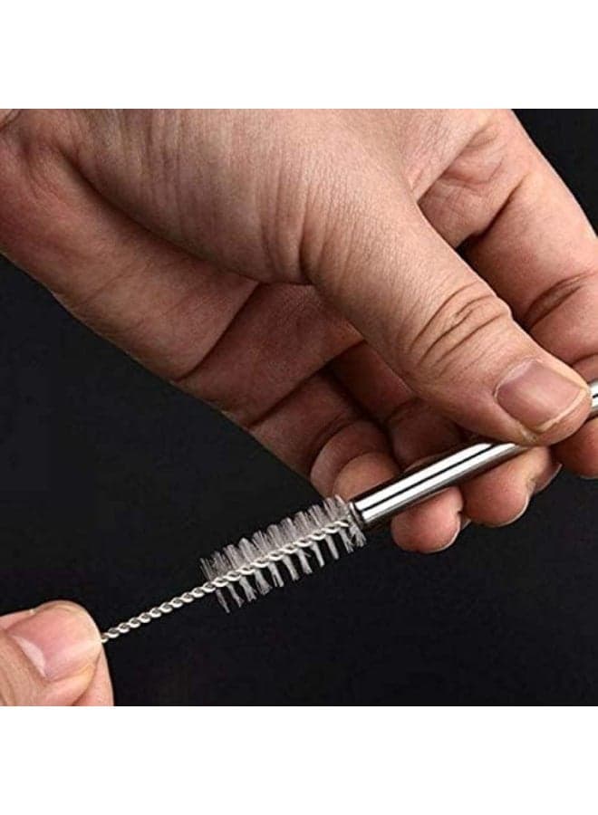 4- Reusable  Stainless Steel Drinking Straws Silver 20cm Kitchen Accessories (٣)