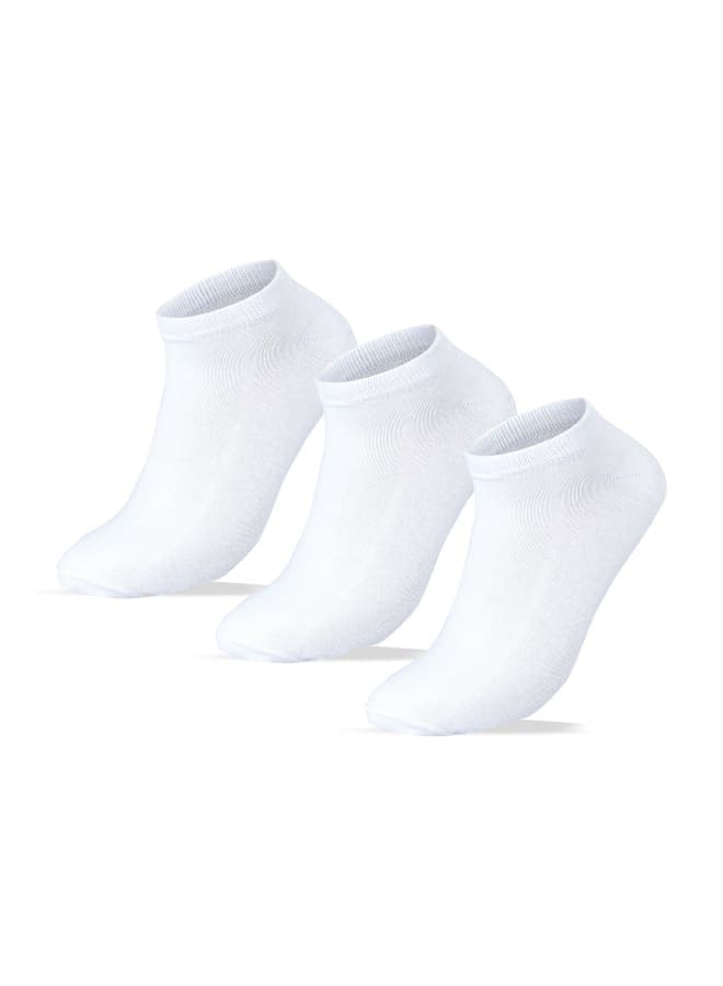 Men Set Of 3 Ankle Socks Plain White