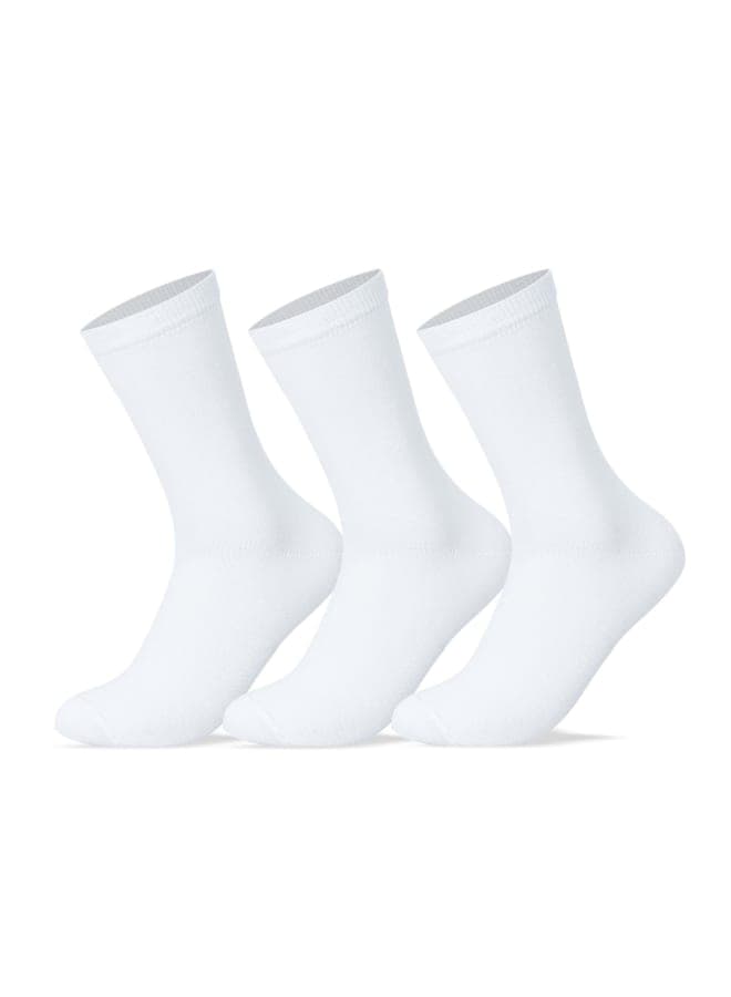 Women Set Of 3 Long Socks Plain White