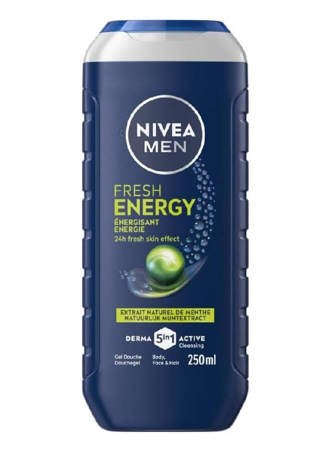 Men Fresh Energy 24h Shower Gel: Body, Face &Hair Blue 250ml Shower Gels & Body Wash