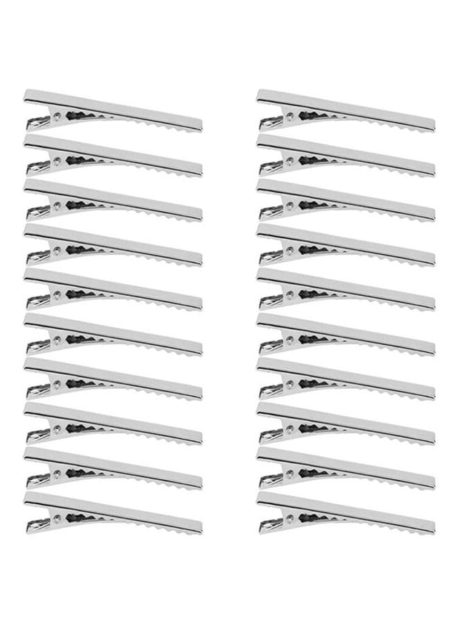 20-Piece Crocodile Teeth Hair Clips Silver 55 x 7mm